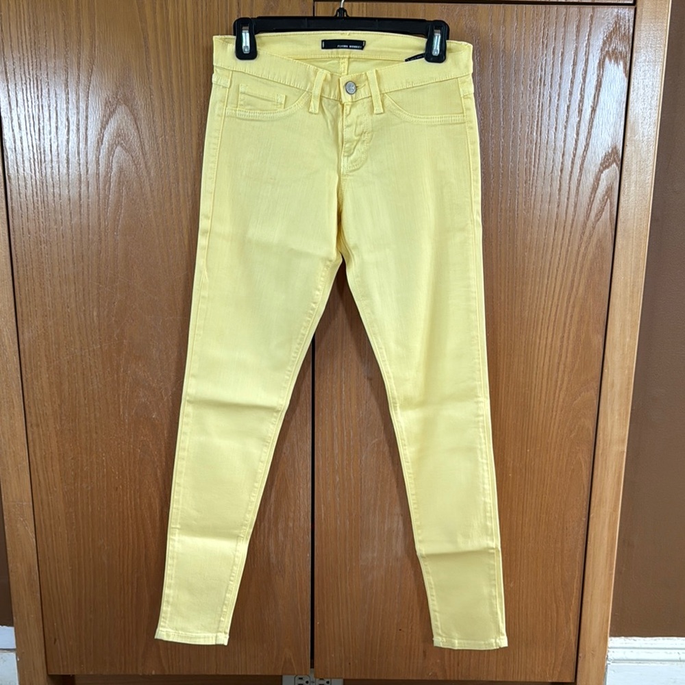 Flying Monkey Butter Yellow Skinny Jeans Vibrant Stretch Denim Size 5